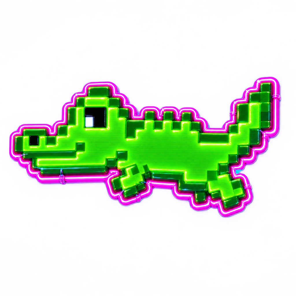 Pixel Gator on patrol, idle on the stage